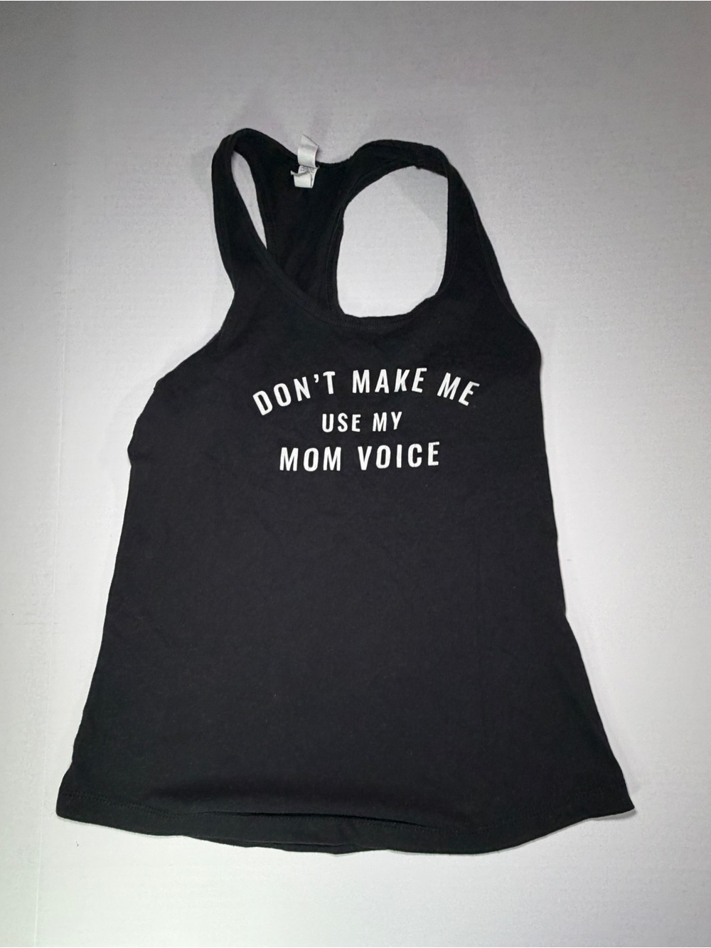 Black Graphic Racerback Tank Top - 'Don't Make Me Use My Mom Voice'